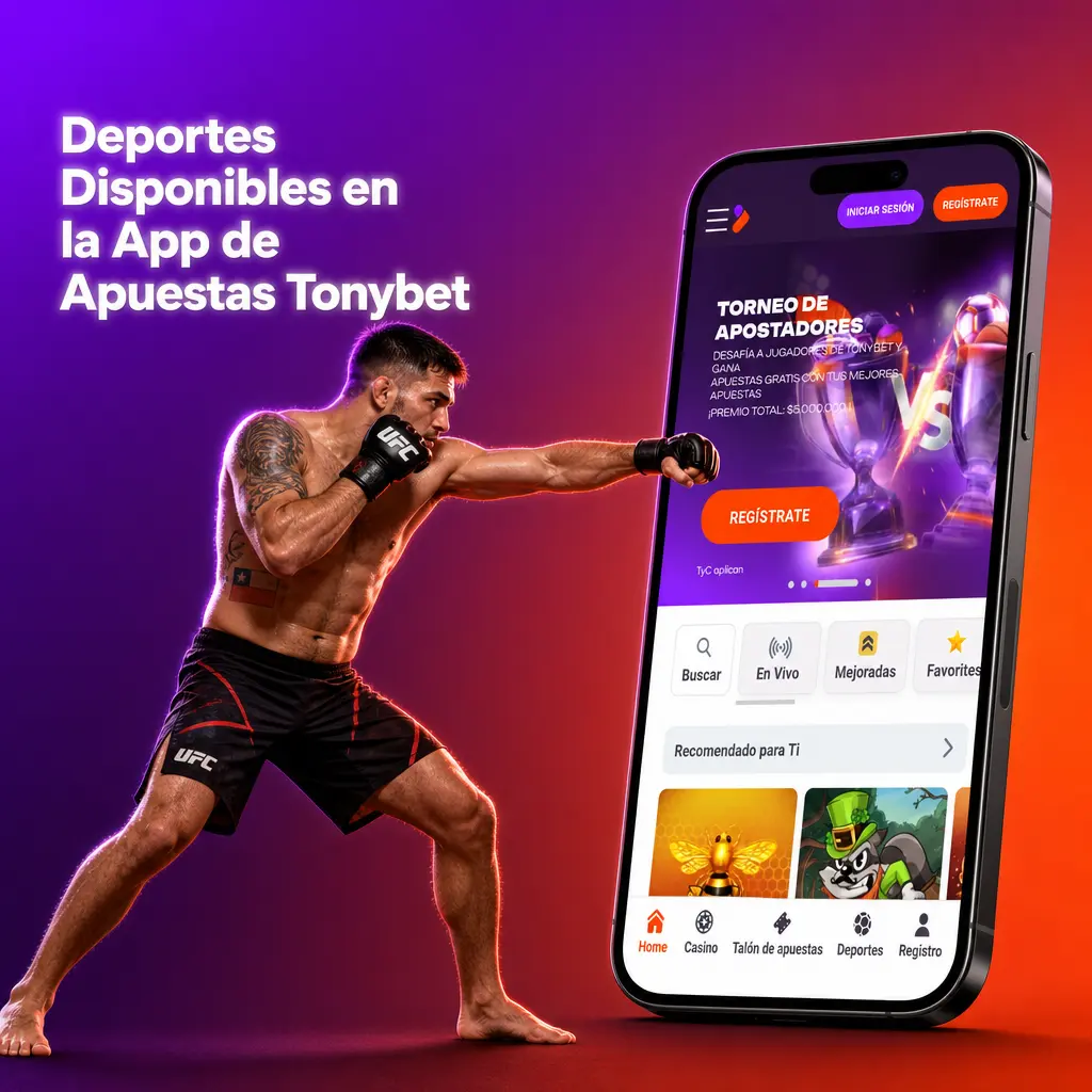 Deportes disponibles en la app de apuestas Tonybet: fútbol, tenis, básquetbol, boxeo, eSports y más, con apuestas LIVE y LINE.
