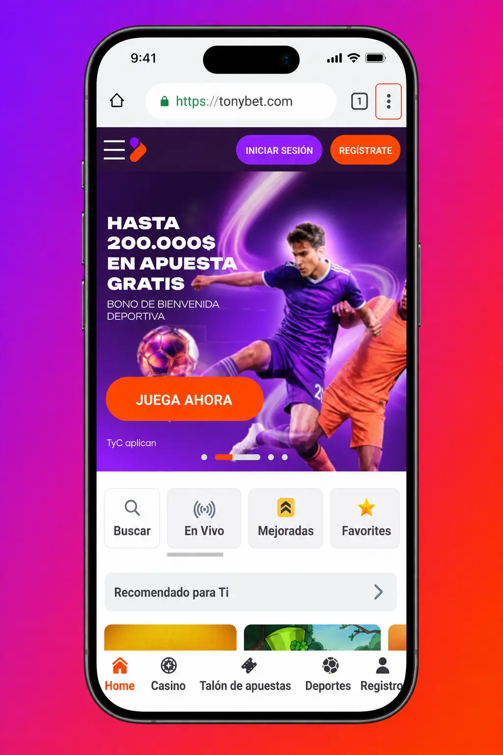 Pasos para descargar e instalar el APK de Tonybet en Android desde el celular o tablet.