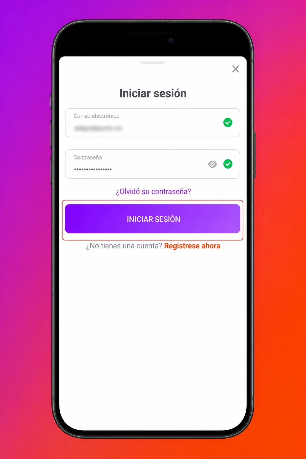Pasos para iniciar sesión en Tonybet desde la app móvil usando huella dactilar o Face ID en tu teléfono.