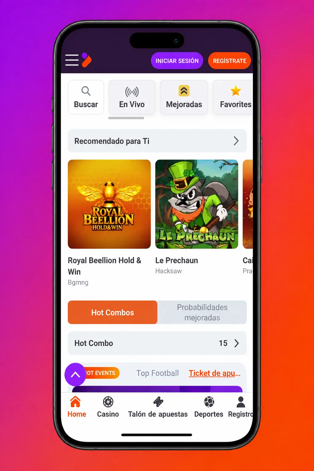 Pantalla de inicio de sesión en la app móvil de Tonybet con acceso mediante huella dactilar o Face ID