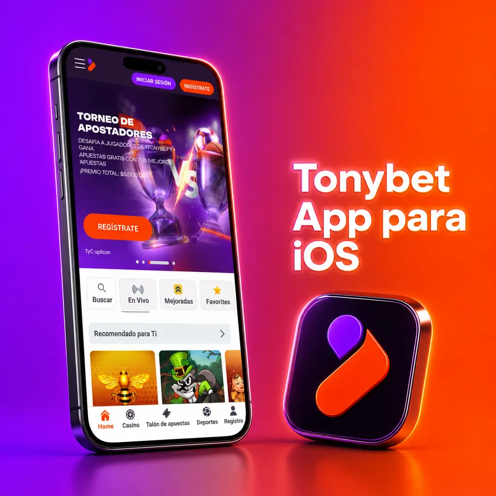 Aplicación de Tonybet para iOS en iPhone y iPad, con apuestas deportivas, casino en vivo y depósitos vía Webpay.Plus