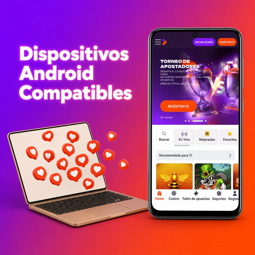 Dispositivos Android compatibles con la app de Tonybet: Samsung Galaxy, Xiaomi Redmi, Motorola Moto y Huawei P50